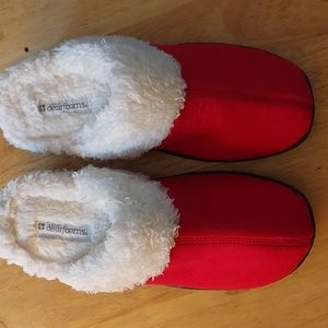 Dearfoams Red Faux Suede Slippers